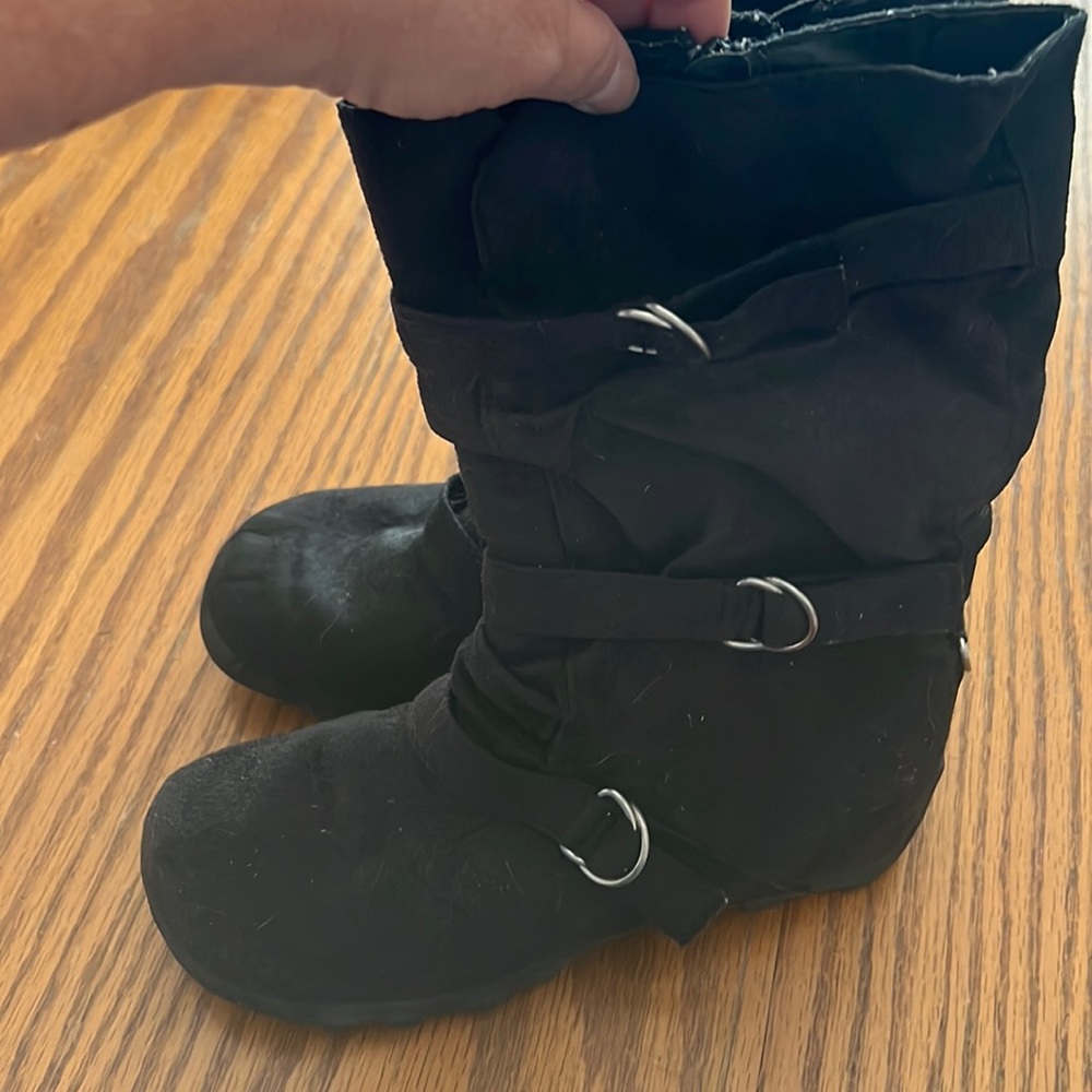 Girls black suede size 3 boots